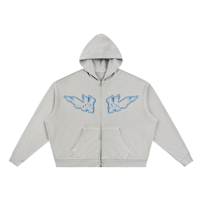 Unisex Vintage Wash Full Zip Boxy Hoodie ODMPOD