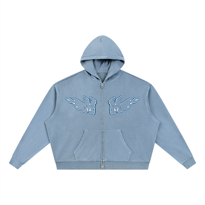 Unisex Vintage Wash Full Zip Boxy Hoodie ODMPOD