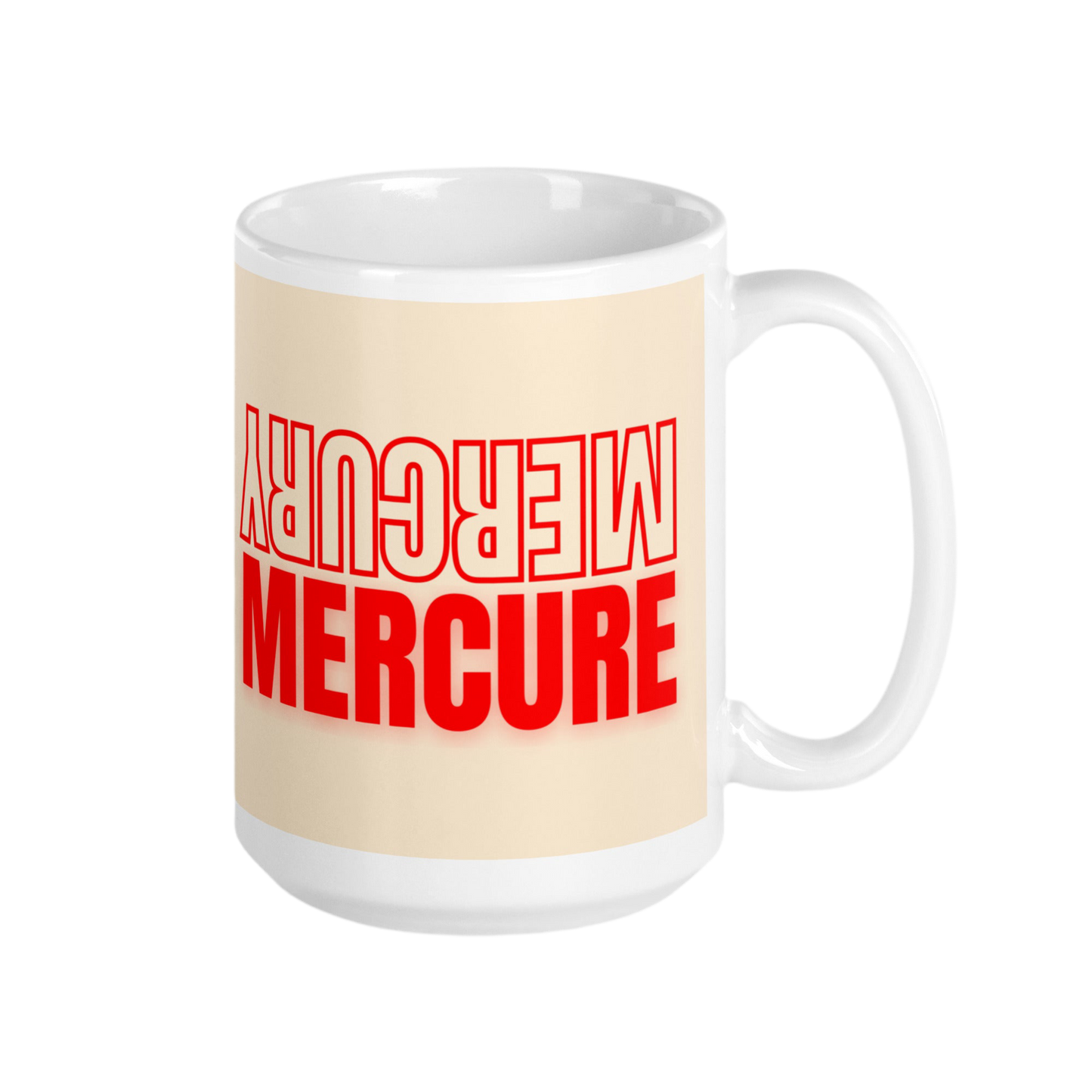 White glossy mug MERCURY MERCURE