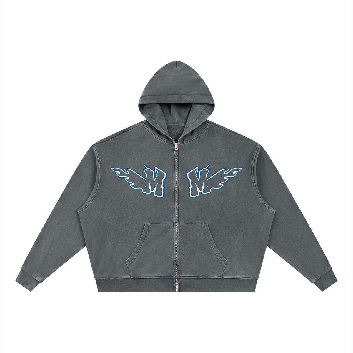 Unisex Vintage Wash Full Zip Boxy Hoodie ODMPOD