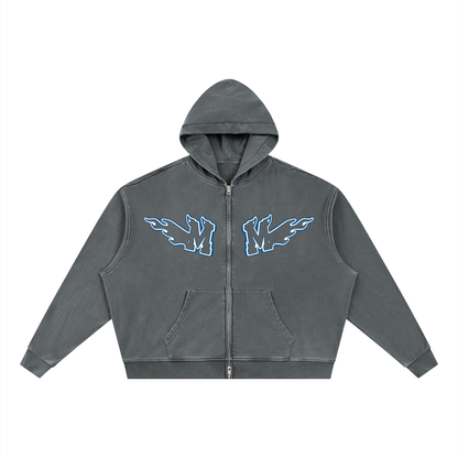 Unisex Vintage Wash Full Zip Boxy Hoodie ODMPOD