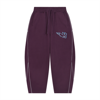 Unisex Piping Fleece Barrel Leg Sweatpants ODMPOD
