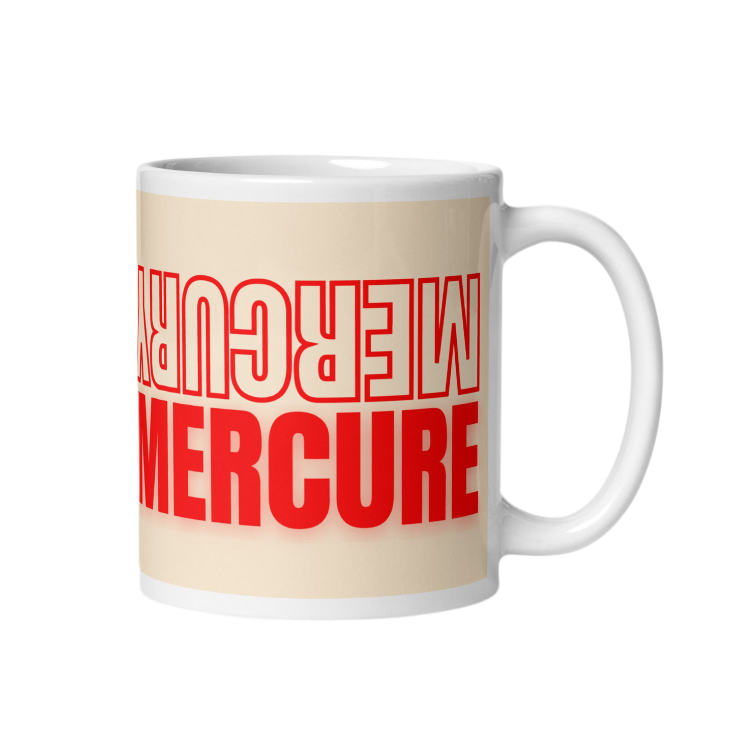White glossy mug MERCURY MERCURE
